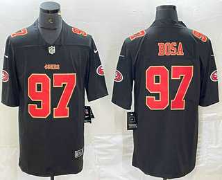 Men%27s San Francisco 49ers #97 Nick Bosa Black Red Fashion Vapor Limited Stitched Jersey